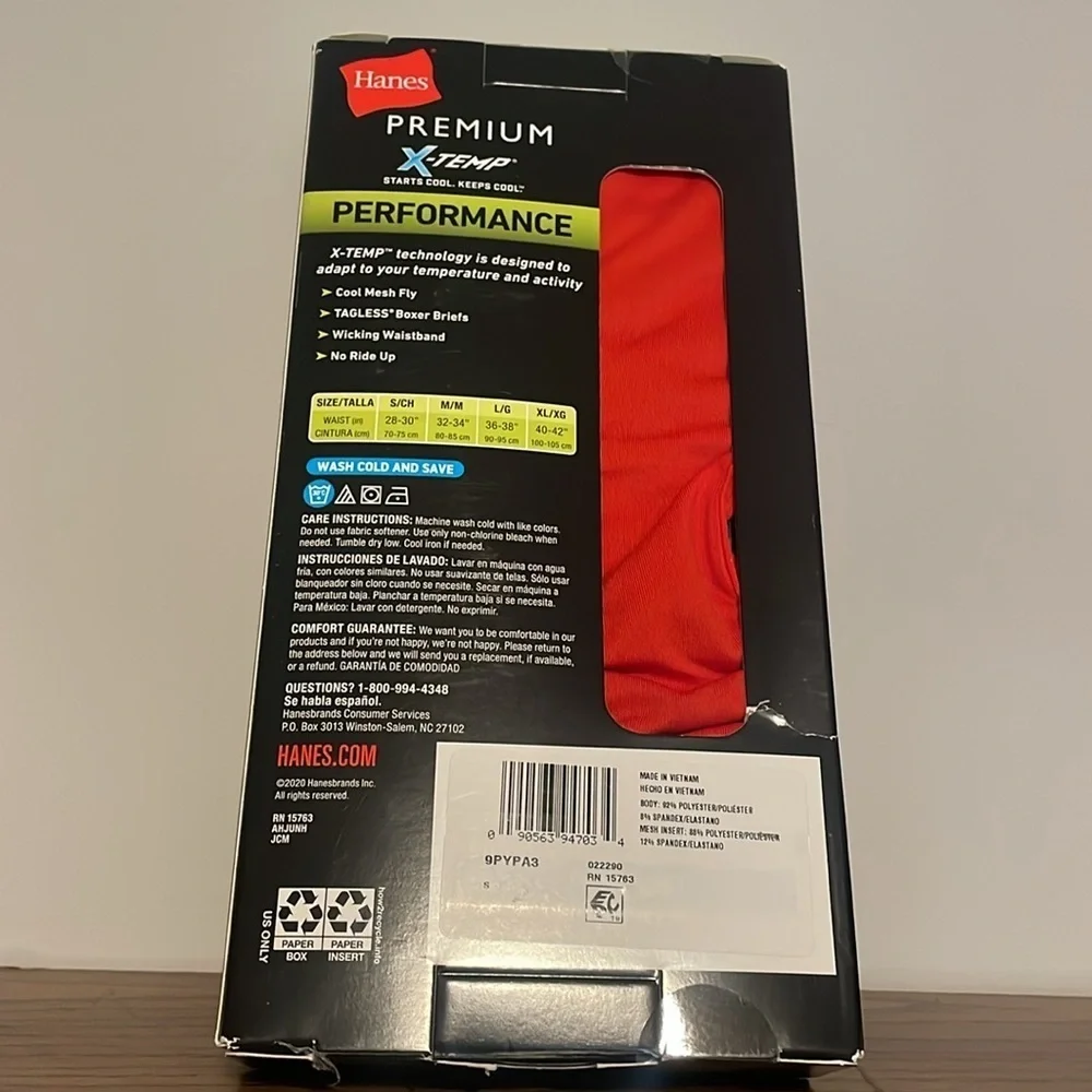 Hanes Premium X-temp Performance Boxer Briefs 3-Pack Blue Orange Mens Size small
